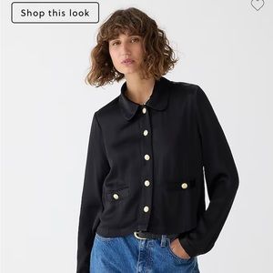 J.Crew Lady shirt jacket in luster crepe, Black, M, NWT